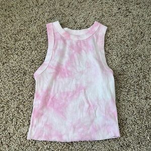 light pink tie-dye cropped tank top